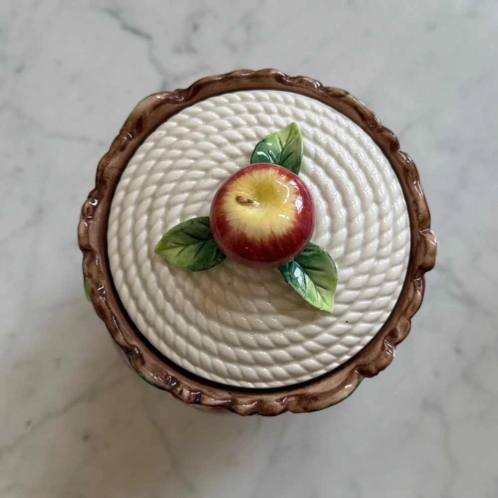 Fitz & Floyd Retired Majolica Apple Canister Mediterranean Collection